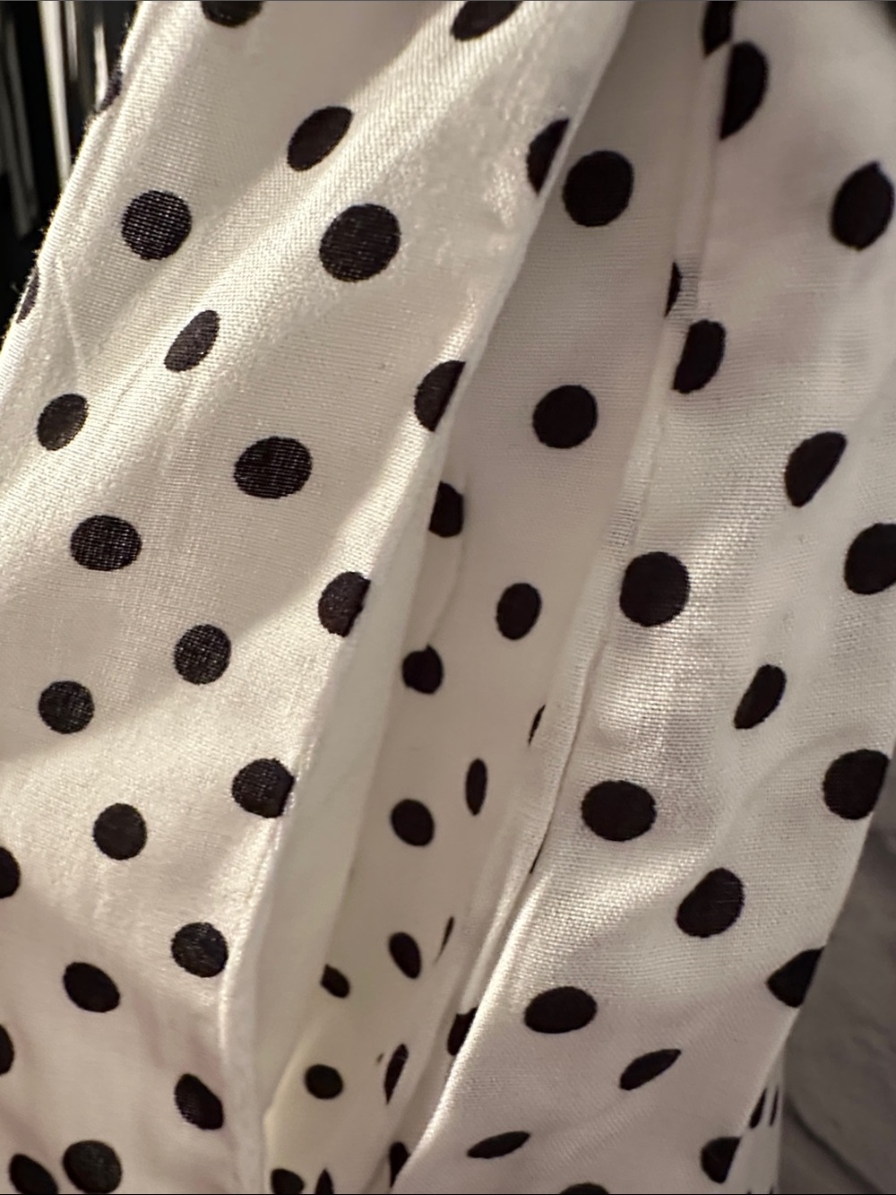 Polka Dot V-Neck Short Sleeve Romper with Black Waistband - White/Black - Picture 9 of 14